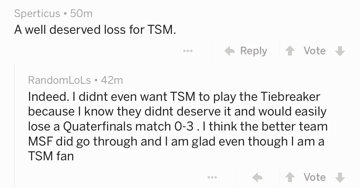 [Reddit]国外网友评价TSM vs. MSF加赛