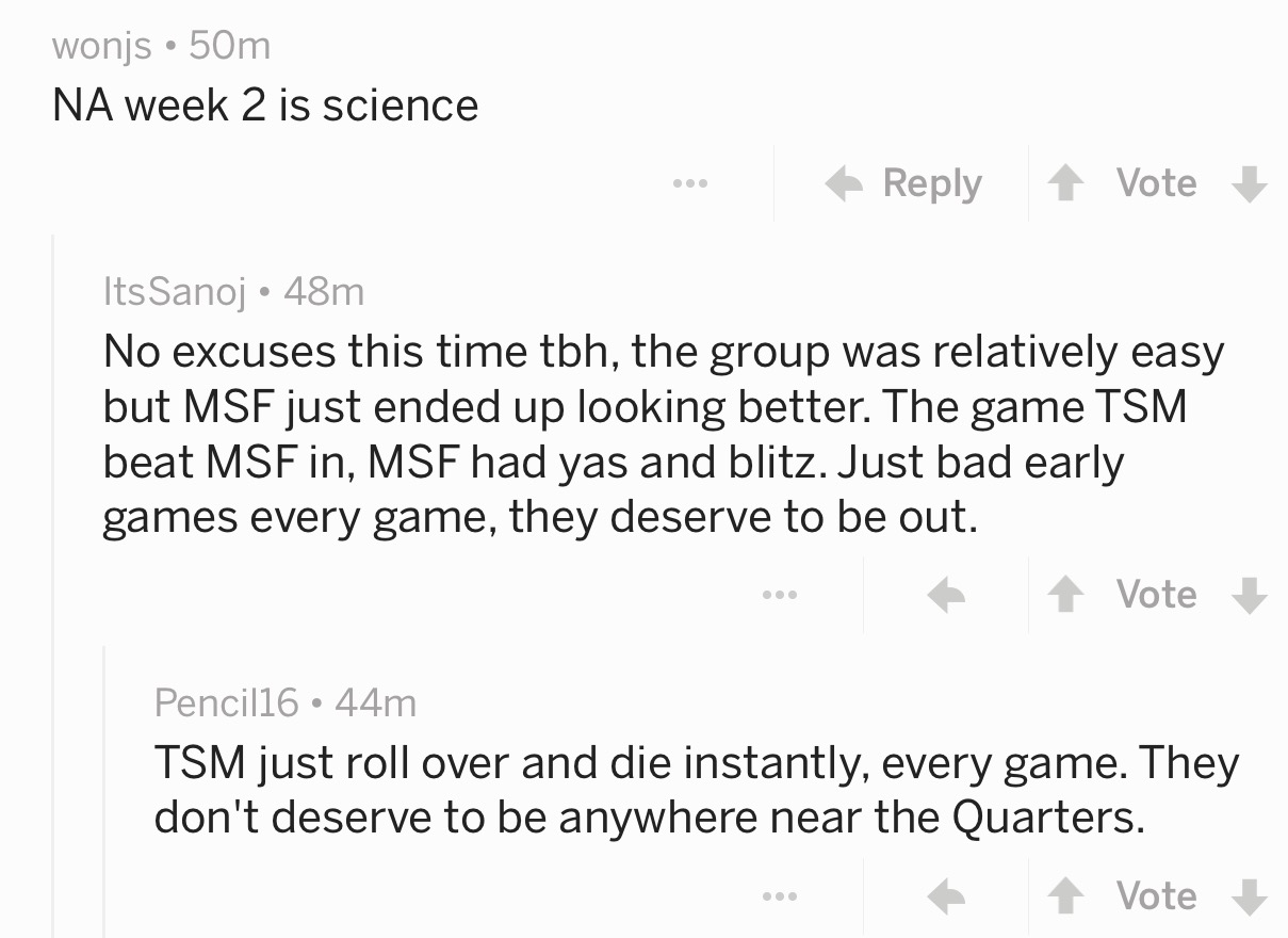 [Reddit]国外网友评价TSM vs. MSF加赛