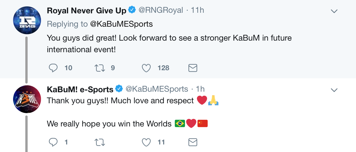 RNG与KaBuM推特互动：我们真心希望你们能赢下世界赛