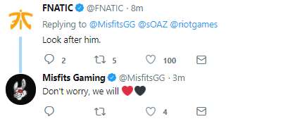 前FNC上单sOAZ正式加入Misfits Gaming