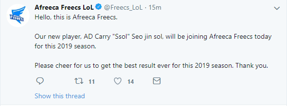 AFs官宣：原KDM战队AD选手Ssol加入