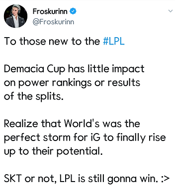 解说Froskurinn：无论对手是否为SKT 赢家都将是LPL