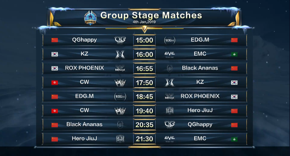 冬季冠军杯正赛赛程出炉 首场QGhappy对阵EDG.M