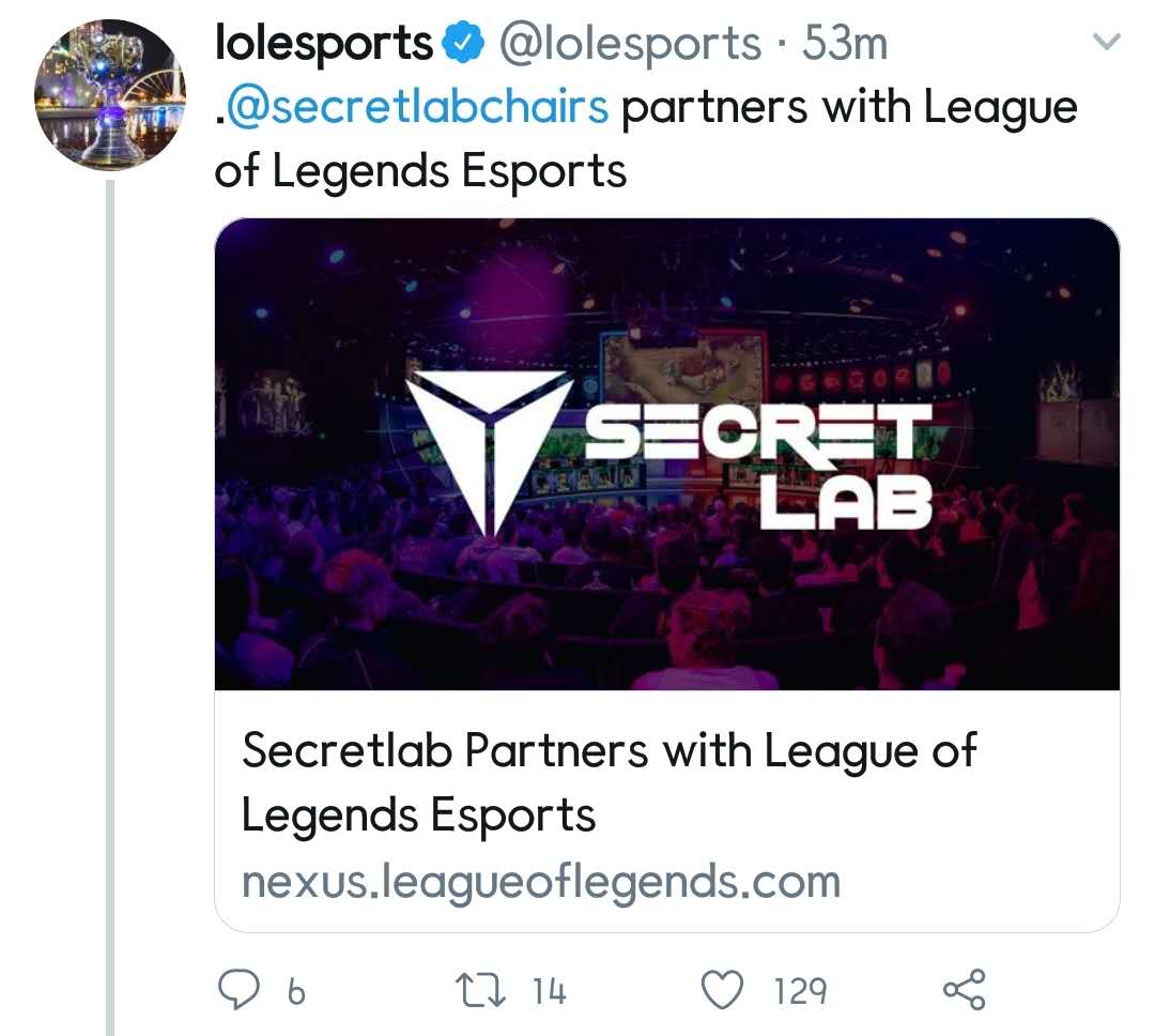 Secret Lab成为英雄联盟电竞官方合作伙伴