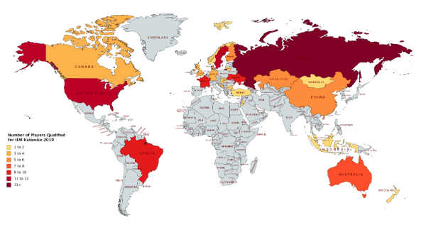 卡托Major选手世界地图 俄罗斯电竞大国确认