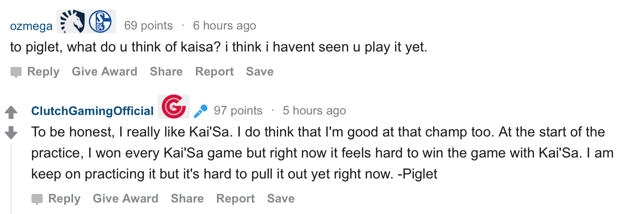 Piglet做客reddit问答：最喜欢的英雄是薇恩 想念SKT的每个人