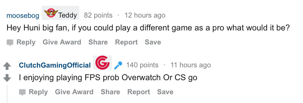 Huni参与reddit问答：除了现在的队友 最喜欢的职业选手是Bang