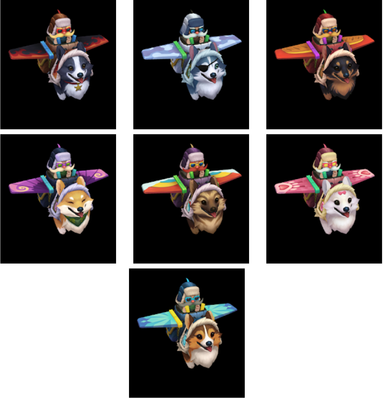 愚人节皮肤猫狗对决系列来袭：飞机、小鱼人、约里克、狮子狗