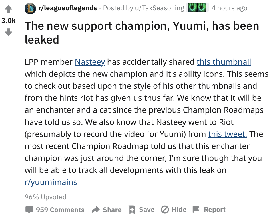 油管UP主疑似泄露新英雄Yuumi 新英雄是一只可爱的小猫？