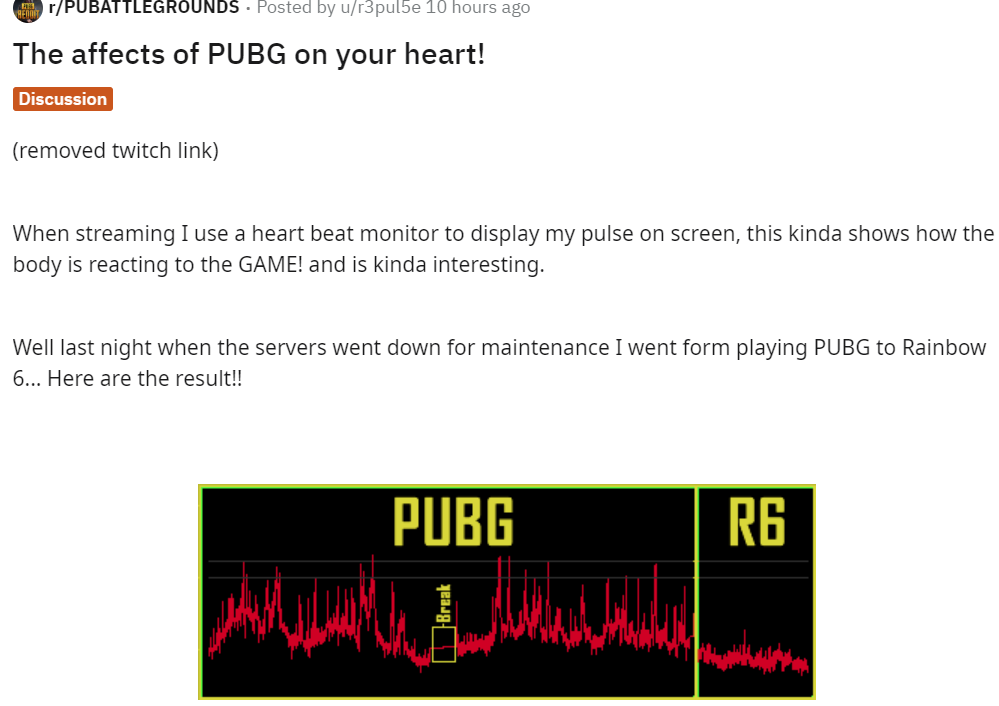 REDDIT网友晒自身PUBG心率图：这就是吃鸡的魅力