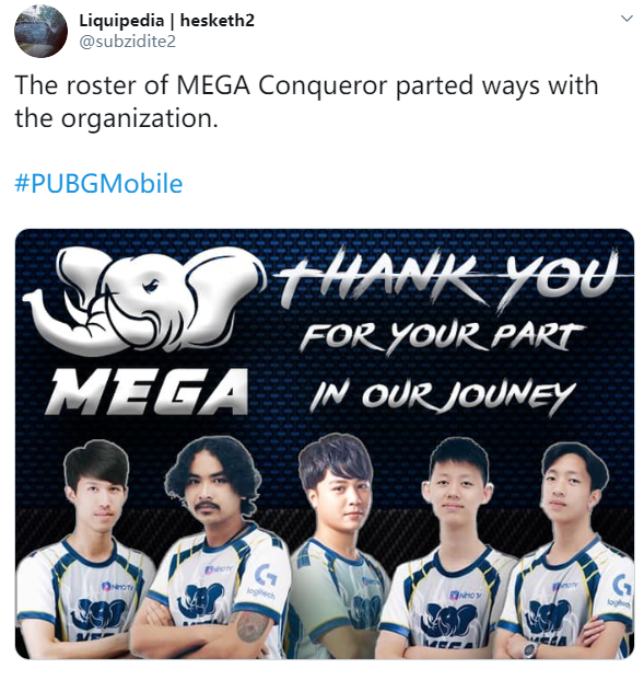 PEC泰国参赛队伍MEGA征服者与母俱乐部分道扬镳