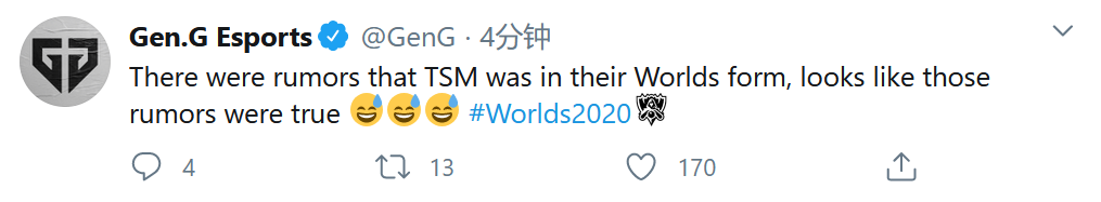 GEN官推：有传闻说TSM找到他们世界赛的状态了，看来还真没说错