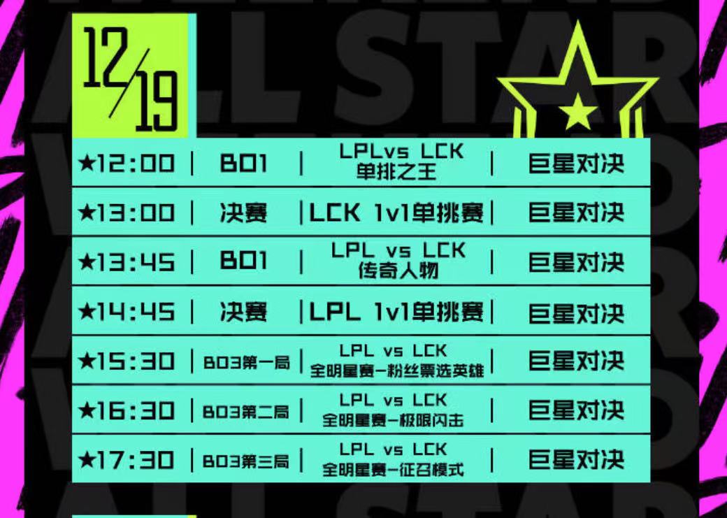 今日赛程预告：LPL、LCK 1V1单挑赛决赛