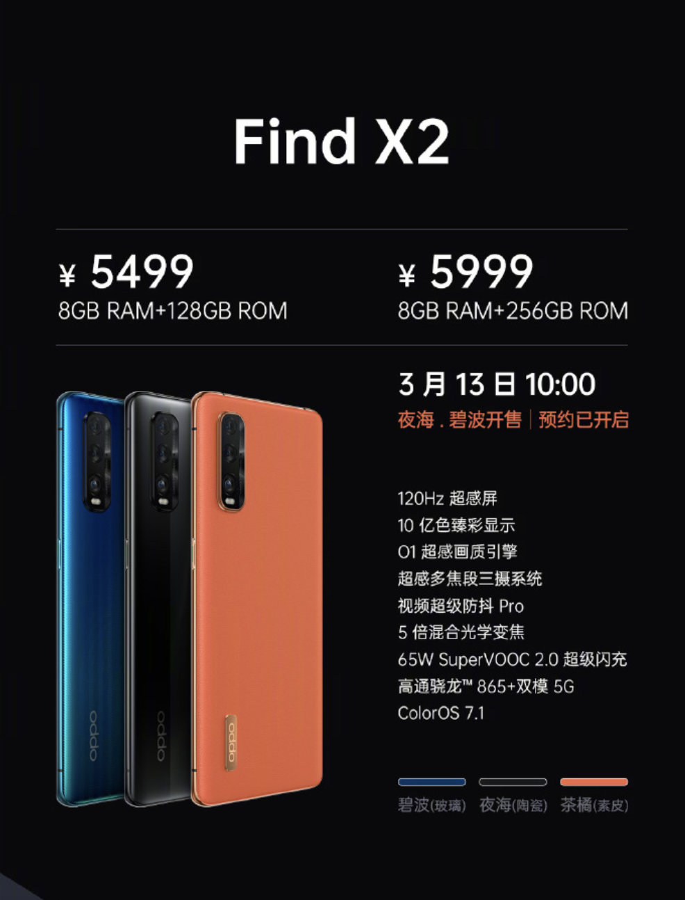 OPPO Find X2系列售价