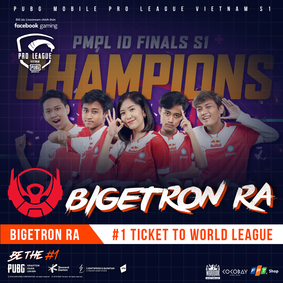 Bigetron RA战队拿到PMPL印尼第一赛季冠军！