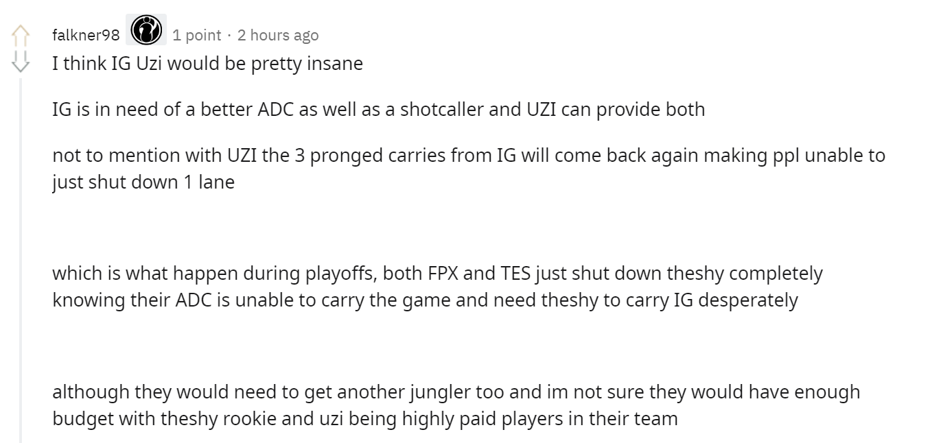 Reddit热议UZI合同到期：没有UZI的RNG很奇怪