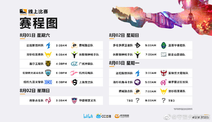 [赛事预告] OWL2020第二十六周赛程预告