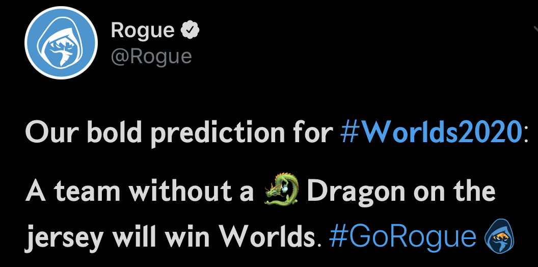 RGE官推：出征服上没有龙的队伍会赢得世界冠军