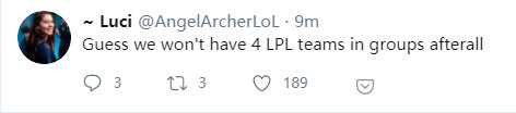 G2分析师更推：我猜我们不能在小组赛看到四支LPL战队了