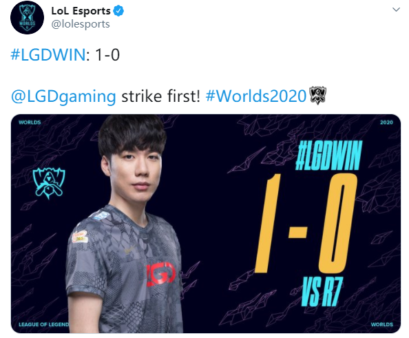 LoL Esports官推：LGD率先出击拿下第一局！