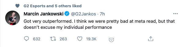 [赛后推特] Rekkles沮丧难耐 Jankos自责发挥差