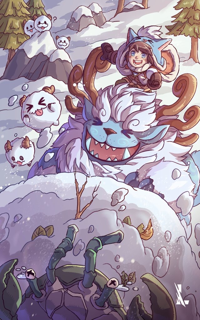 英雄联盟手游官推发布努努和雪人插画