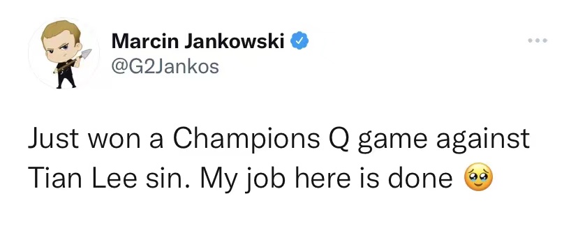 Jankos发推：我的使命完成了！