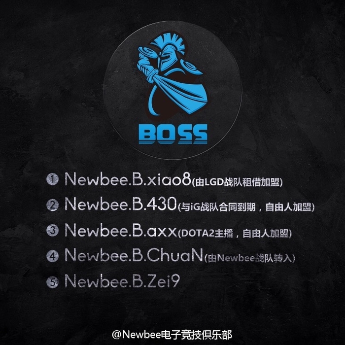 Newbee.BOSS成立 430八师傅ChuaN三人加盟