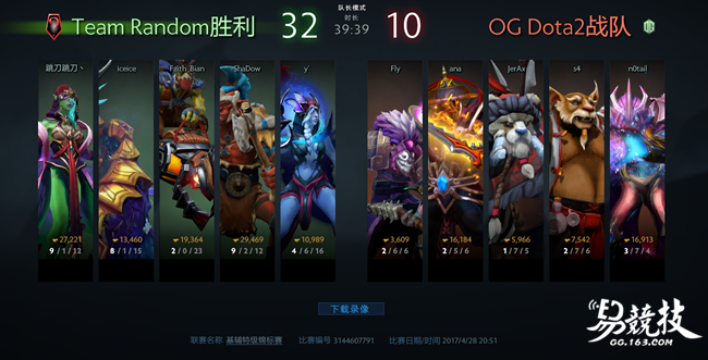 DOTA2基辅特锦赛：Random不敌OG淘汰出局