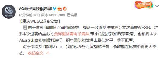因与Minor冲突 VG退出WESG全球总决赛