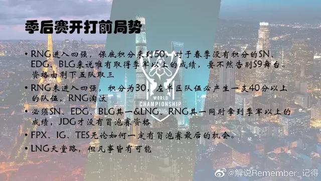 LPL世界赛大分析，春晚将再次上演？RNG若输则无缘S9！