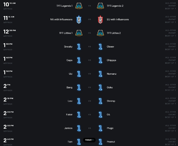 2019英雄联盟全明星赛第一日赛程预告