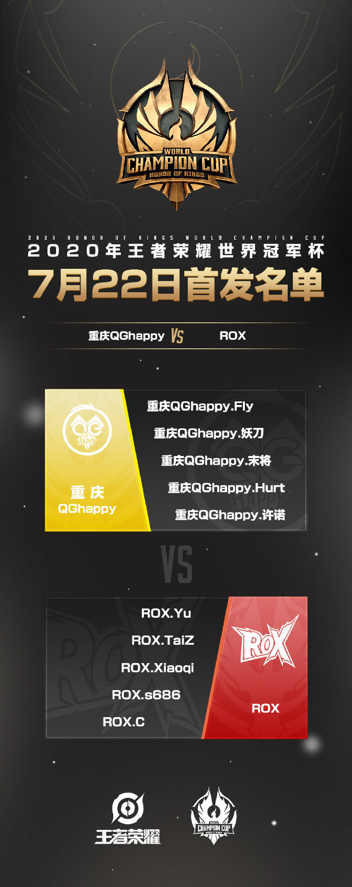 [今日首发] 重庆QGhappy迎战ROX，TS与西安WE上演强强对话