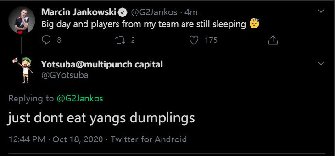 Jankos：那么重要的日子而我的队友们现在还在睡觉