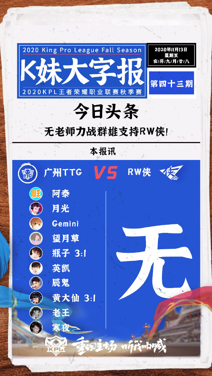 KPL解说预测：“无老师”强势坐镇，1v10支持RW侠和KS.YTG！