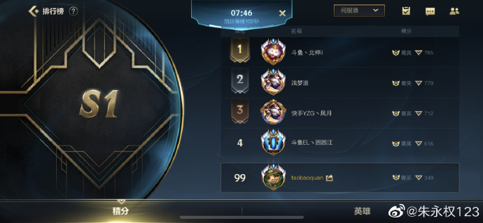 前LGD打野TBQ晒LOL.M排位分：我上边的导演和演员占80%