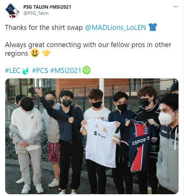 PSG官推更新：感谢与我们交换队服的MAD Lions战队