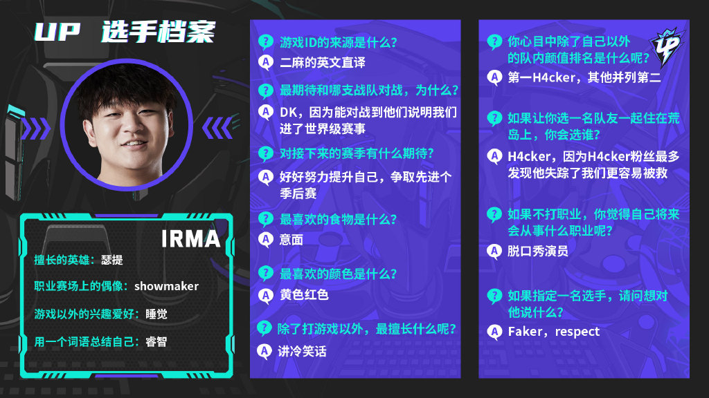 UP中单irma：想对Faker说respect