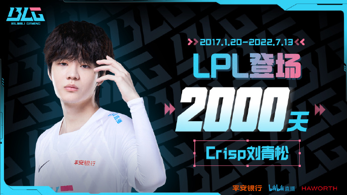 BLG发博：祝贺Crisp在LPL登场2000天