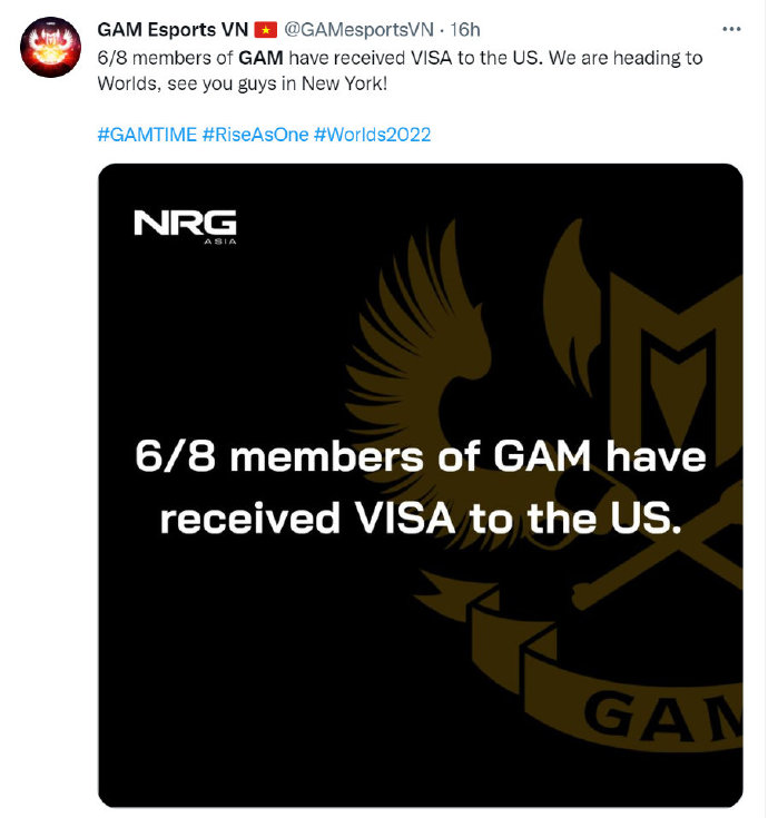 GAM发推表示有六名成员获得赴美签证