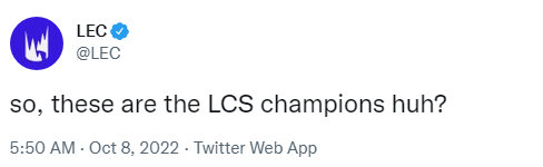 LEC官推：这就是LCS冠军？
