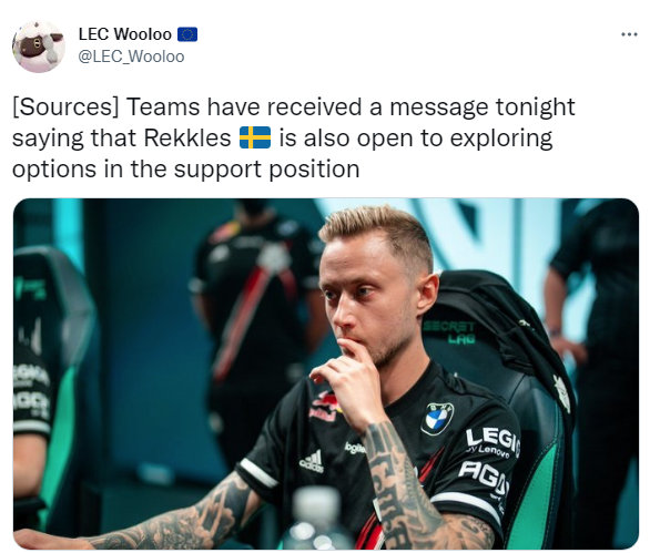 外网流言：Rekkles考虑选择转为辅助位置