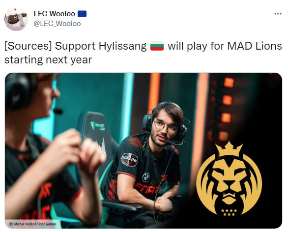 外媒爆料：Hylissang新赛季将加入MAD
