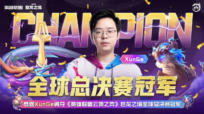 恭喜XunGe获得云顶之弈巨龙之境全球总决赛冠军！