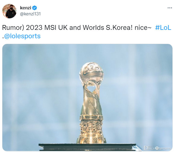 外媒：2023年MSI在英国 世界赛在韩国举办