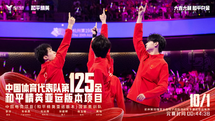 中国队和平精英项目夺得金牌