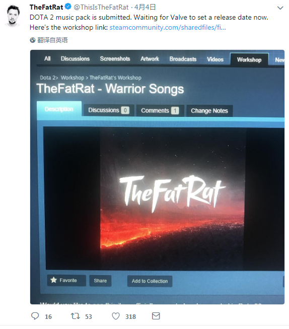 大肥鼠DOTA2音乐包Warrior Songs 已加入创意工坊