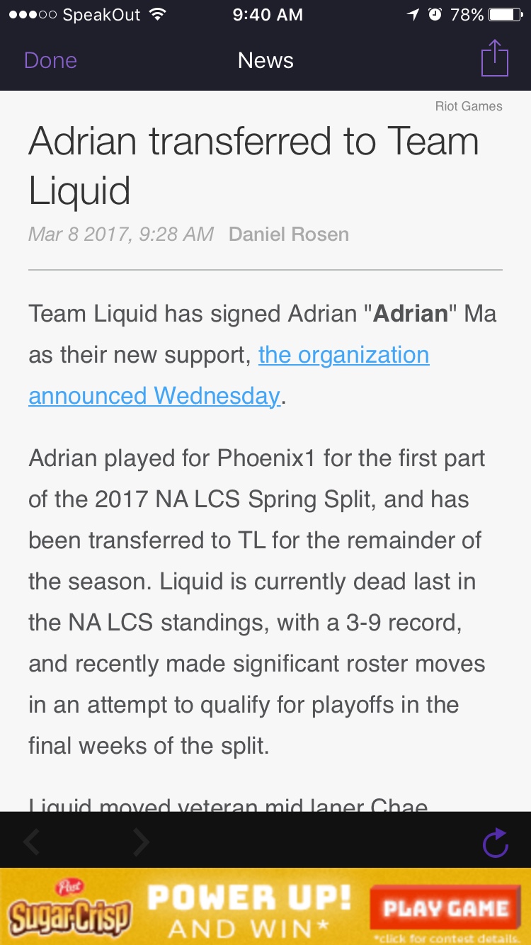 原P1辅助位Adrian加入TeamLiquid搭档大师兄