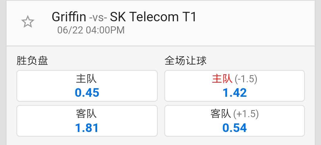 grf vs skt 外围给的这个赔率也太真实了8