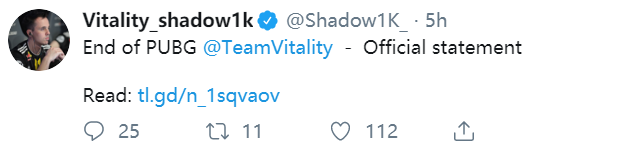 Vitality成员shadow1k宣布离队